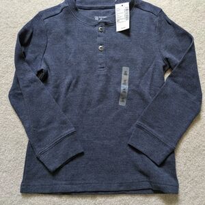 Kids Long Sleeve Henley Shirt - Dark Blue